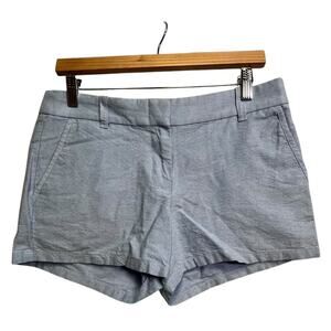 J Crew Chambray Shorts Womens Size 4 Blue Cotton Flat Front Preppy Coastal Beach